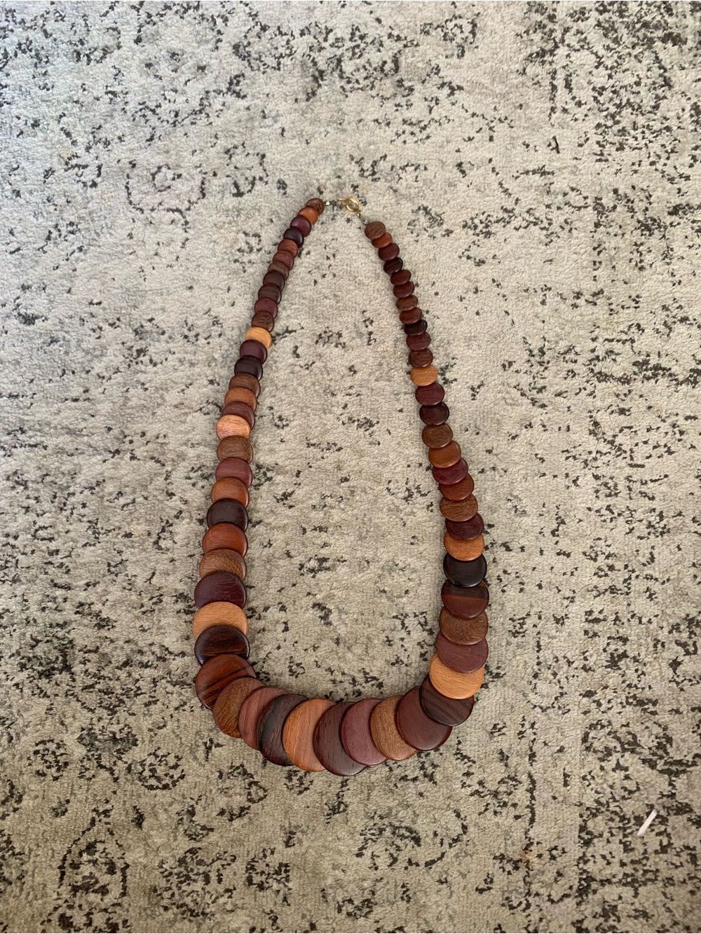 Wooden Disc Statement Necklace - Brown